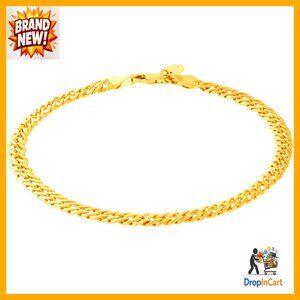 Gold Venetian Chain Ankle Bracelet 24k Plated Elegant Minimal Chic